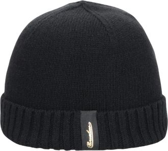 Borsalino Zachte Eco Cashmere Geribbelde Boord Beanie - unisex - Hoeden - Zwart - ONE Size - Kasjmier - Accessoires