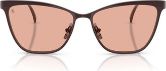 Ferrari 56mm Cat Eye Sunglasses in Red Brown Matte /Pink at Nordstrom