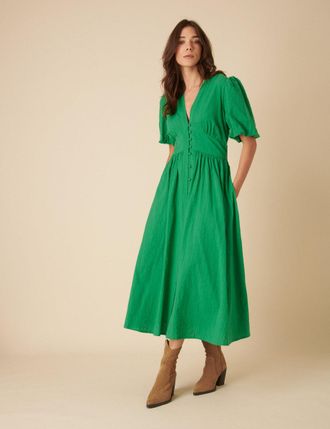 Nobody's Child Green Short Sleeve Starlight Midi Dress