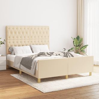 vidaXL Cama Sin Colch&oacute;n Tela Color Crema 140x190 Cm Vidaxl