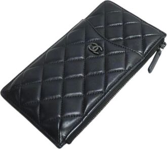 Chanel Pre-owned Wallets, female, Black, Size: ONE SIZE Pre-owned Card Case Lambskin Card Case