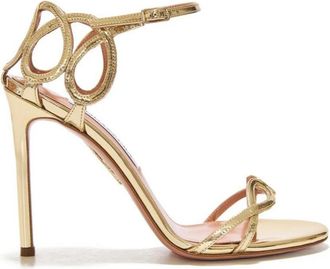 Aquazzura Metallic opengewerkte sandalen met enkelbandje en hak - Dames - Schoenen - Geel - Maat: 39 EU Leer