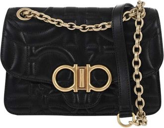 Ferragamo Black Gancini Small Shoulder Bag