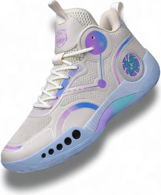 Generic Mens Comfortable Breathable Basketball Shoes - High-top Anti-Slip Athletic Training Shoes - Stylish Casual Sneakers (White,6.5)