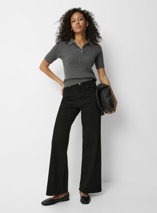 Yoga Jeans by Second Womens Lily intense black jean Fit: Wide leg, high rise