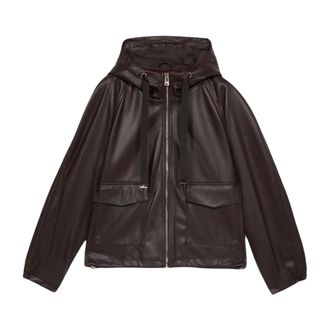 Oltre Jassen, Dames, Bruin, L, Polyester, Korte jas met capuchon en rits