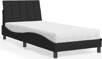 vidaXL Cama Con Colch&oacute;n Terciopelo Negro 80x200 Cm Vidaxl