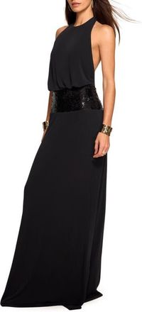Ramy Brook Theresa Halter Neck Gown in Black at Nordstrom, Size 12