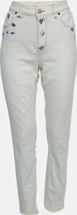 Maje White Denim Raw Edge Detail Jeans S Waist
