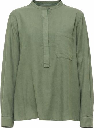 Pomandere Ivory Mandarin Collar Silk-Cotton Poplin Shirt