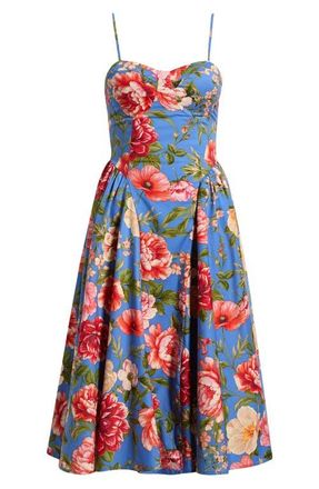 Emerald Sundae Print Sleeveless Fit & Flare Dress in Blue /Multi at Nordstrom, Size X-Small