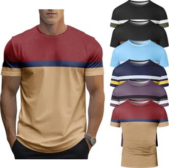 Generic 6Pack Mens T-Shirts Short Sleeve Pocket Tee Shirt Casual Crew Neck Moisture Wicking Soft Basic T Shirts (UK, Alpha, XXL, Regular, Regular, 7)