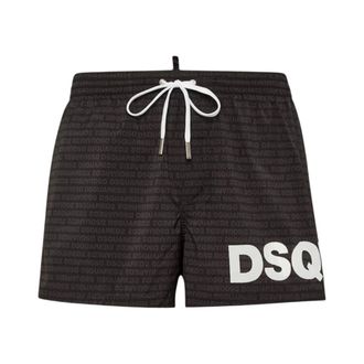 Dsquared2 Beachwear, male, Black, Size: XL Shorts Mare Logo Maxi