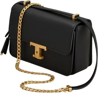 Tod's Tassen, Dames, Zwart, ONE Size, Leer, Mini T Timeless Flap Bag