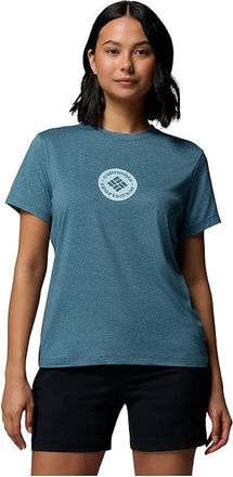Columbia Parsons Point Short Sleeve Graphic T-Shirts Womens Workout Everblue Heather/Gem Focused : 2XL, Elastane/Polyester
