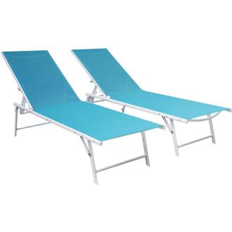 Happy Garden Happy Garden - Lote De 2 Tumbonas Plegables Sicilia De Textileno Azul Estructura Blanca