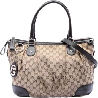 Gucci Pre-owned Handbags, female, Beige, Size: ONE SIZE Pre-owned Canvas Satchel
