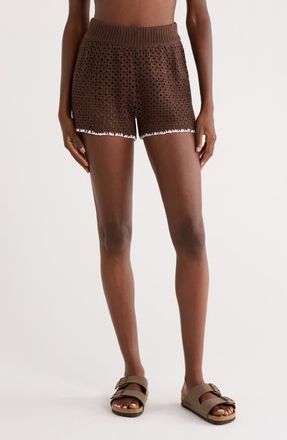 Elan Open Knit Cover-Up Shorts in Brown at Nordstrom, Size X-Small