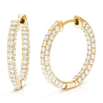 Vir Jewels 2 cttw Lab Grown Diamond Hoop Earrings in Sterling Silver With Hidden Post For Women