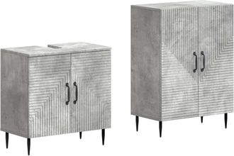 vidaXL Juego De Gabinete De Ba&ntilde;o De 2 Piezas Haarlem Gris Hormig&oacute;n Vidaxl