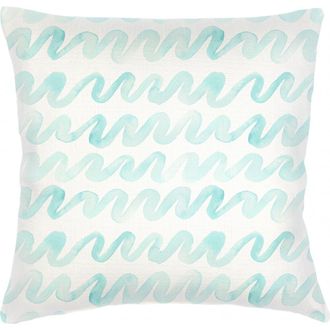 Anaya with Love Watercolor Waves Linen Pillow with Down Insert in Aqua at Nordstrom, Size 2Ft 0In X 2Ft 0In