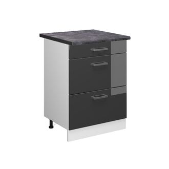 Vicco Mueble Bajo De Cocina R-line, Antracita Alto Brillo, 60 Cm Con Cajones, Et Antracita Vicco