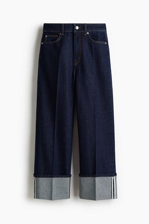 H&M Wide High Ankle Jeans - Dunkles Denimblau