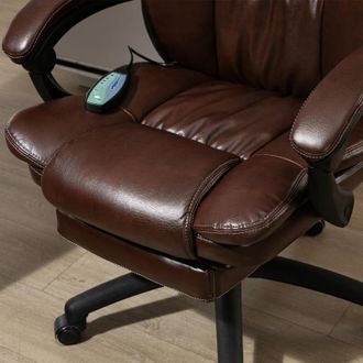 STILVORA Sedia Da Ufficio Ergonomica Massaggiante, Altezza E Schienale Regolabili, Poggiapiedi Estraibile, Ecopelle, Marrone