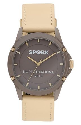 Springbreak Watches Iced Mocha Leather Strap Watch, 44mm in Subtle Taupe at Nordstrom