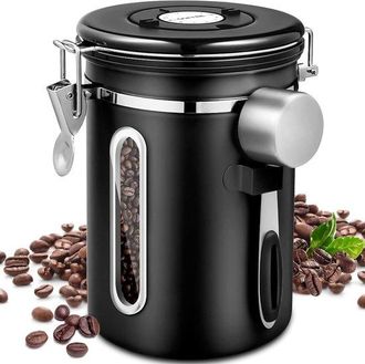 OEM Lata Para Caf&eacute;, Contenedor Para Almacenar Caf&eacute; Con Salida De Co2, Bote Para Caf&eacute;, Con Cuchara De Acero Inoxidable, 1,8 L, Granos De Caf&eacute;, Az&uacute;car