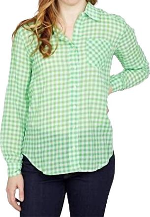Elliott Lauren Day Button Front Shirt In Green/white