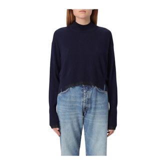 Pinko Gezellige Cashmere Mock Neck Sweater - Dames - Cashmere truien - Blauw - L - Kasjmier - Truien & Vesten