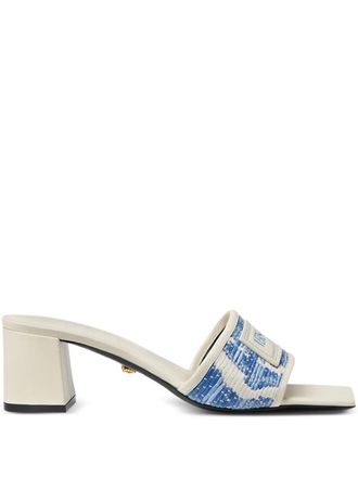 Versace Theia mules - women - Viscose/Cotton/Lambskin/Goat Skin/Polyester/Calf Leather - 38 - White