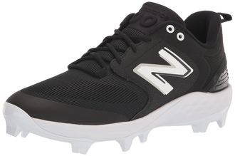 New Balance Mens Fresh Foam 3000 V6 Molded Baseball Shoe, Black/White, 12.5