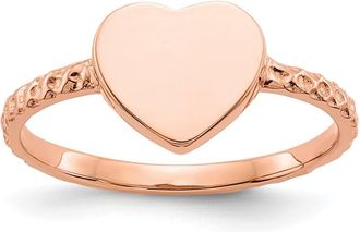 Diamond2Deal 14k Rose Gold Polished Textured Heart Ring