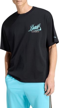adidas Miami-Dade County Cotton Graphic T-Shirt in Black/Pula at Nordstrom, Size Xx-Large