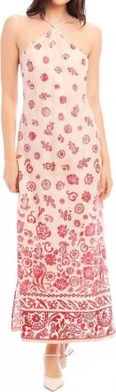 Fifteen Twenty Jaylen Halter Maxi Dress In Watercolor Border Print