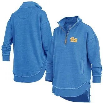 Pressbox Womens Pressbox Royal Pitt Panthers Northfork Sojourn Poncho Quarter-Zip Sweatshirt at Nordstrom, Size Xx-Large