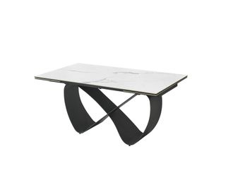 Pondecor Interiorismo Mesa de comedor extensible en cristal templado y porcel&aacute;nico INFINITY