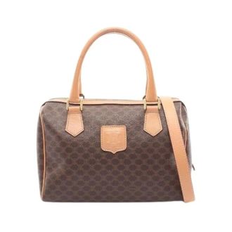 Celine Pre-owned Handbags, female, Brown, Size: ONE SIZE Pre-owned Macadam PVC Coated Canvas Leather 2way Handbag