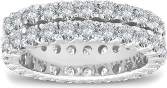 Pompeii3 3 1/2 ct Diamond Double Row Eternity Ring Womens Wedding Band 14k White Gold