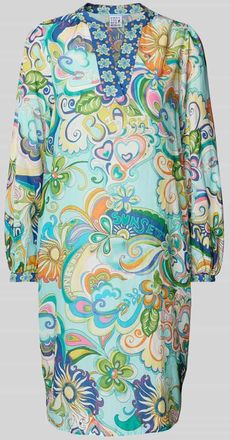 Emily van den Bergh Knielanges Kleid mit Tunikakragen in Blau, Größe 36