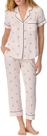 Kate Spade New York print crop pajamas in Pink Stripe at Nordstrom, Size X-Small