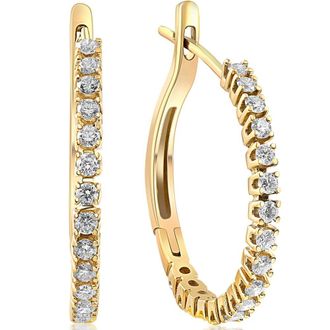 Pompeii3 1/2 ct Diamond Hoops 10K Yellow Gold 1 Tall