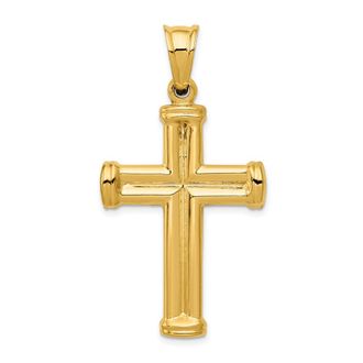 Diamond2Deal 14k Yellow Gold Hollow Cross Pendant