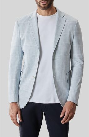 Robert Barakett Vorn Plaid Knit Sport Coat in Powder Blue at Nordstrom, Size Xx-Large
