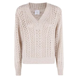 Eleventy V-neck Knitwear, female, Beige, S, Maglia