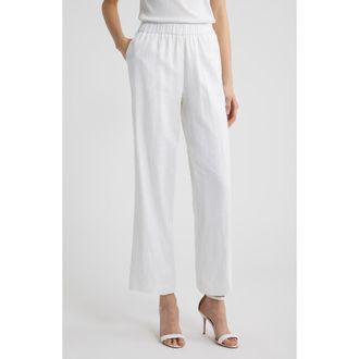 Anne Klein Straight Leg Linen Blend Pants in Crisp White at Nordstrom, Size Xx-Small