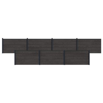 vidaXL Panel De Valla 7 Pcs Wpc Y Aluminio Negro Vidaxl