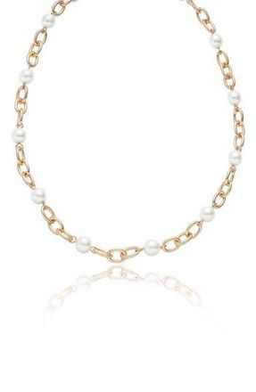 Ettika Faux Pearl Station Necklace in Gold at Nordstrom Rack
